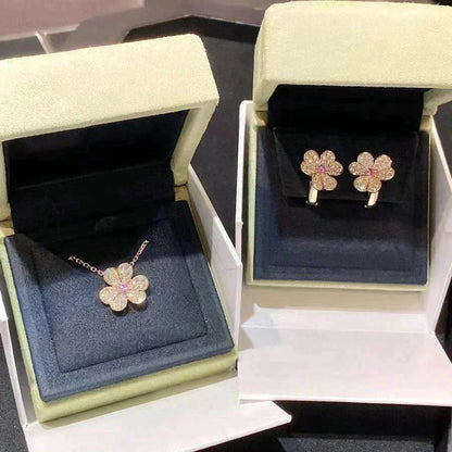[Joyas Regalia] COLLAR FRIVOLE DE FLOR DE ORO ROSA CON DIAMANTES