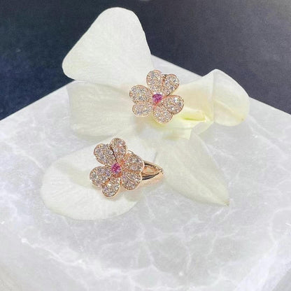 [Joyas Regalia] PENDIENTES FRIVOLE DE FLOR DE ORO ROSA CON DIAMANTES