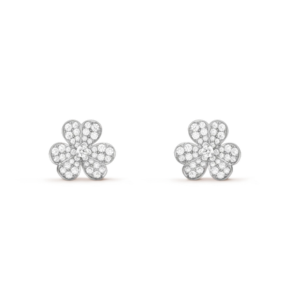 [Joyas Regalia] PENDIENTES DE FLOR DE PLATA CON DIAMANTES FRIVOLE