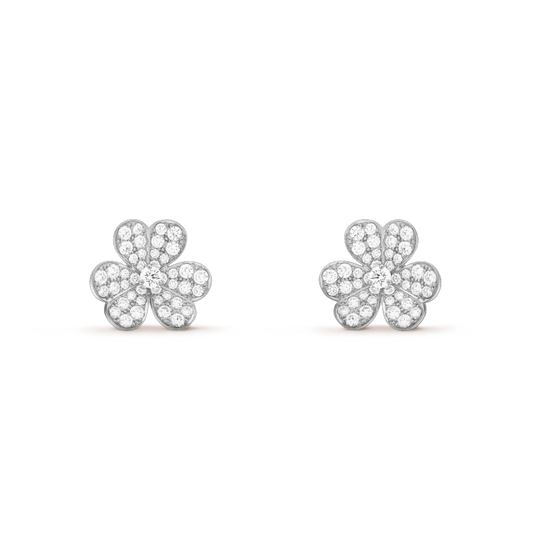 [Joyas Regalia] PENDIENTES DE FLOR DE PLATA CON DIAMANTES FRIVOLE