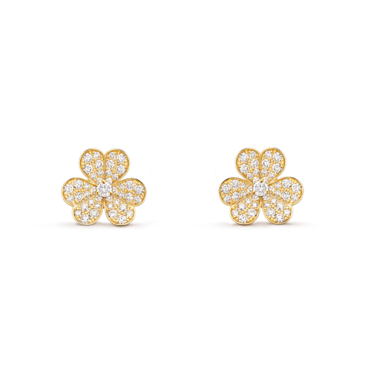 [Joyas Regalia] PENDIENTES FRIVOLE DE FLOR DE ORO CON DIAMANTES 