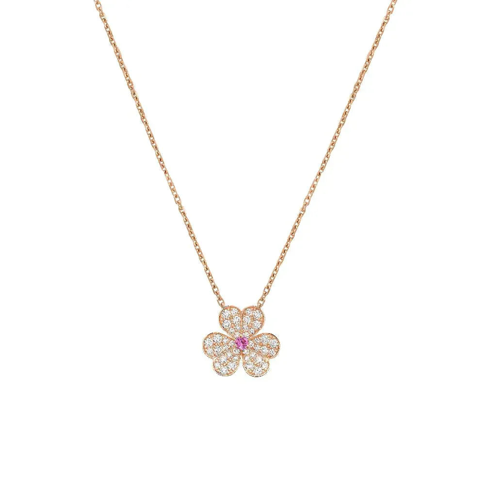 [Joyas Regalia] COLLAR FRIVOLE DE FLOR DE ORO ROSA CON DIAMANTES