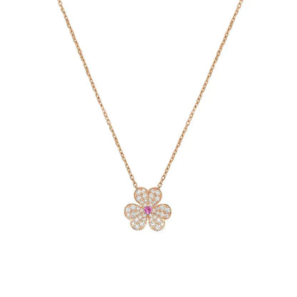 [Joyas Regalia] COLLAR FRIVOLE DE FLOR DE ORO ROSA CON DIAMANTES
