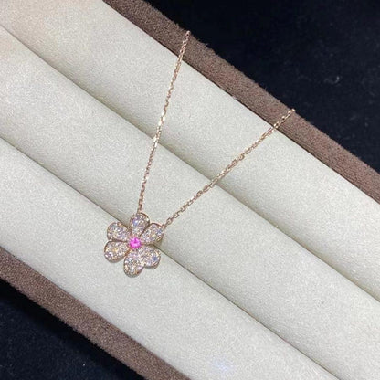[Joyas Regalia] COLLAR FRIVOLE DE FLOR DE ORO ROSA CON DIAMANTES