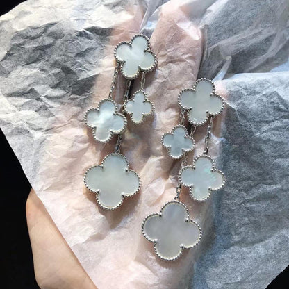 [Joyas Regalia]PENDIENTES TRÉBOL BLANCO 4 MOTIVOS PLATA