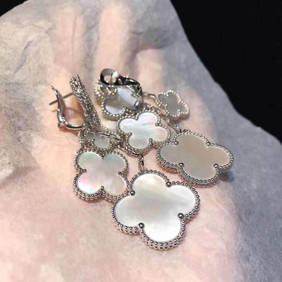 [Joyas Regalia]PENDIENTES TRÉBOL BLANCO 4 MOTIVOS PLATA