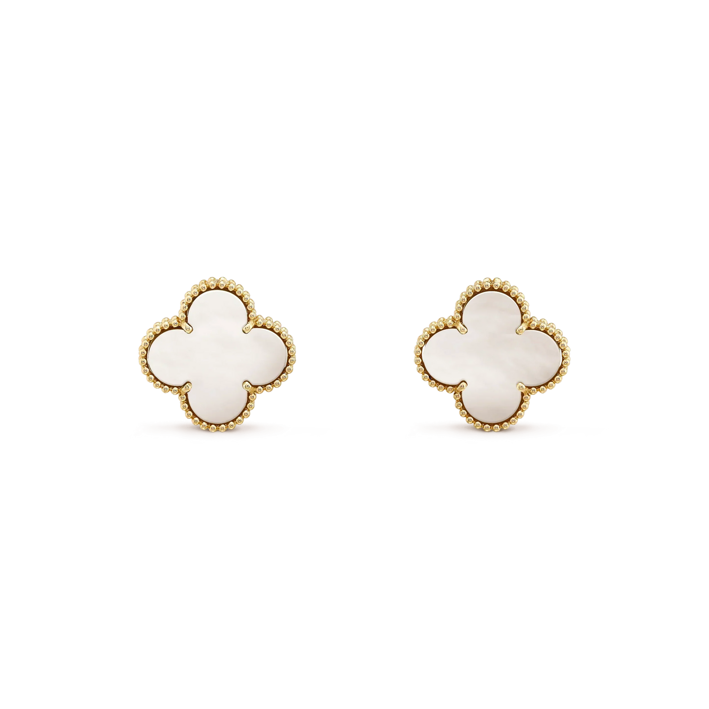 [Bijoux Regalia]Boucles d'oreilles Clover Medium 1 Motif Blanc Mop