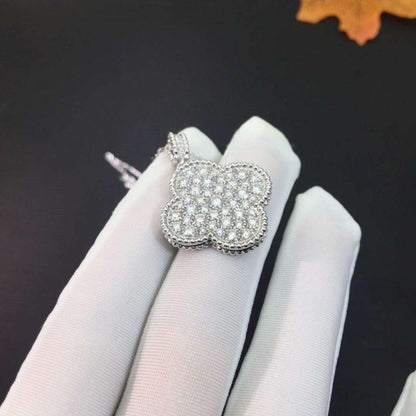 [Joyas Regalia] COLLAR DE TRÉBOL GRANDE DE PLATA DE 25 MM CON DIAMANTES