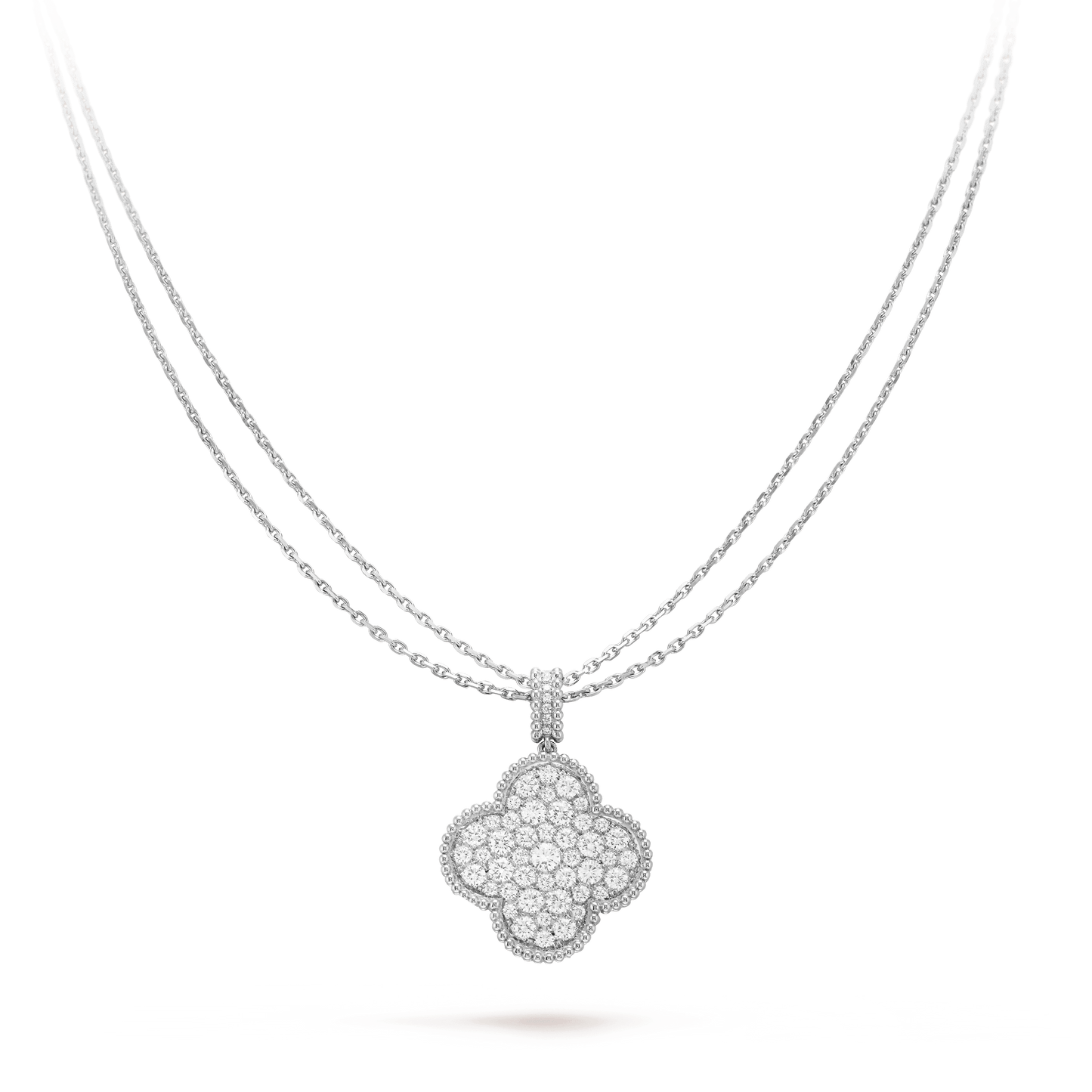 [Joyas Regalia] COLLAR DE TRÉBOL GRANDE DE PLATA DE 25 MM CON DIAMANTES