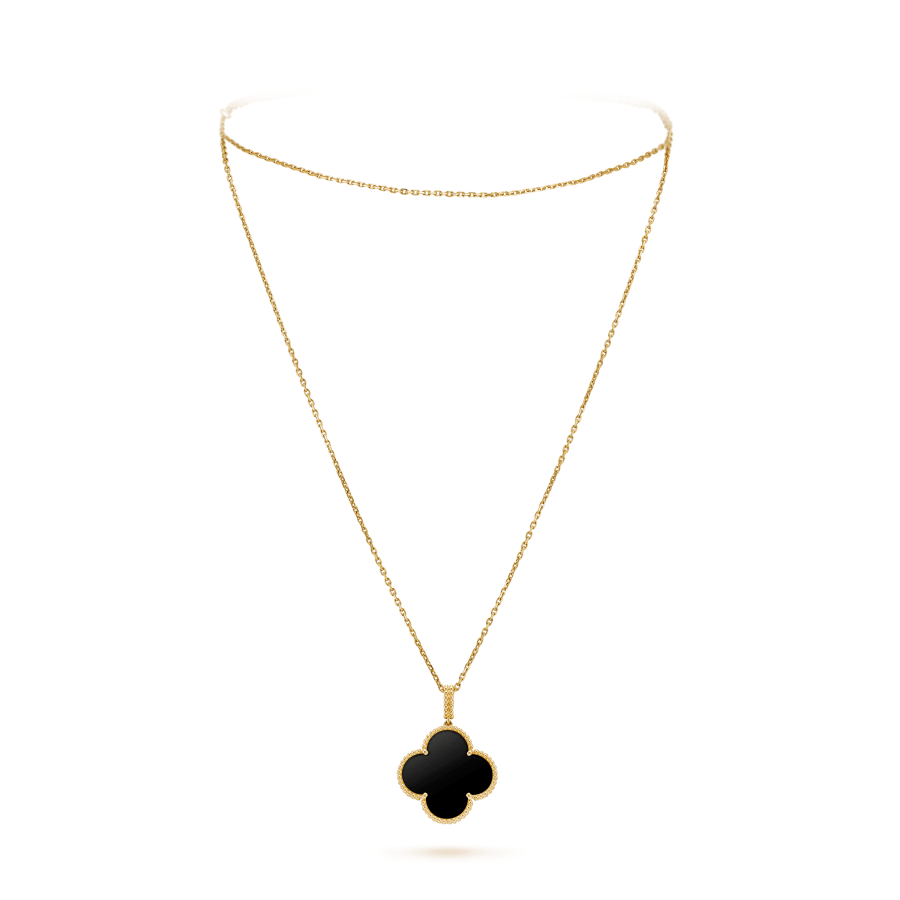 [Bijoux Regalia] COLLIER TRÈFLE 25 MM OR ONYX GRAND TRÈFLE