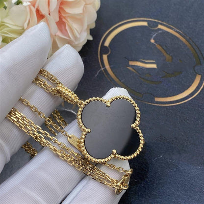[Bijoux Regalia] COLLIER TRÈFLE 25 MM OR ONYX GRAND TRÈFLE