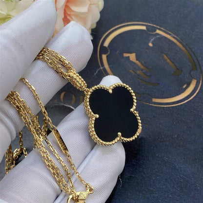 [Bijoux Regalia] COLLIER TRÈFLE 25 MM OR ONYX GRAND TRÈFLE