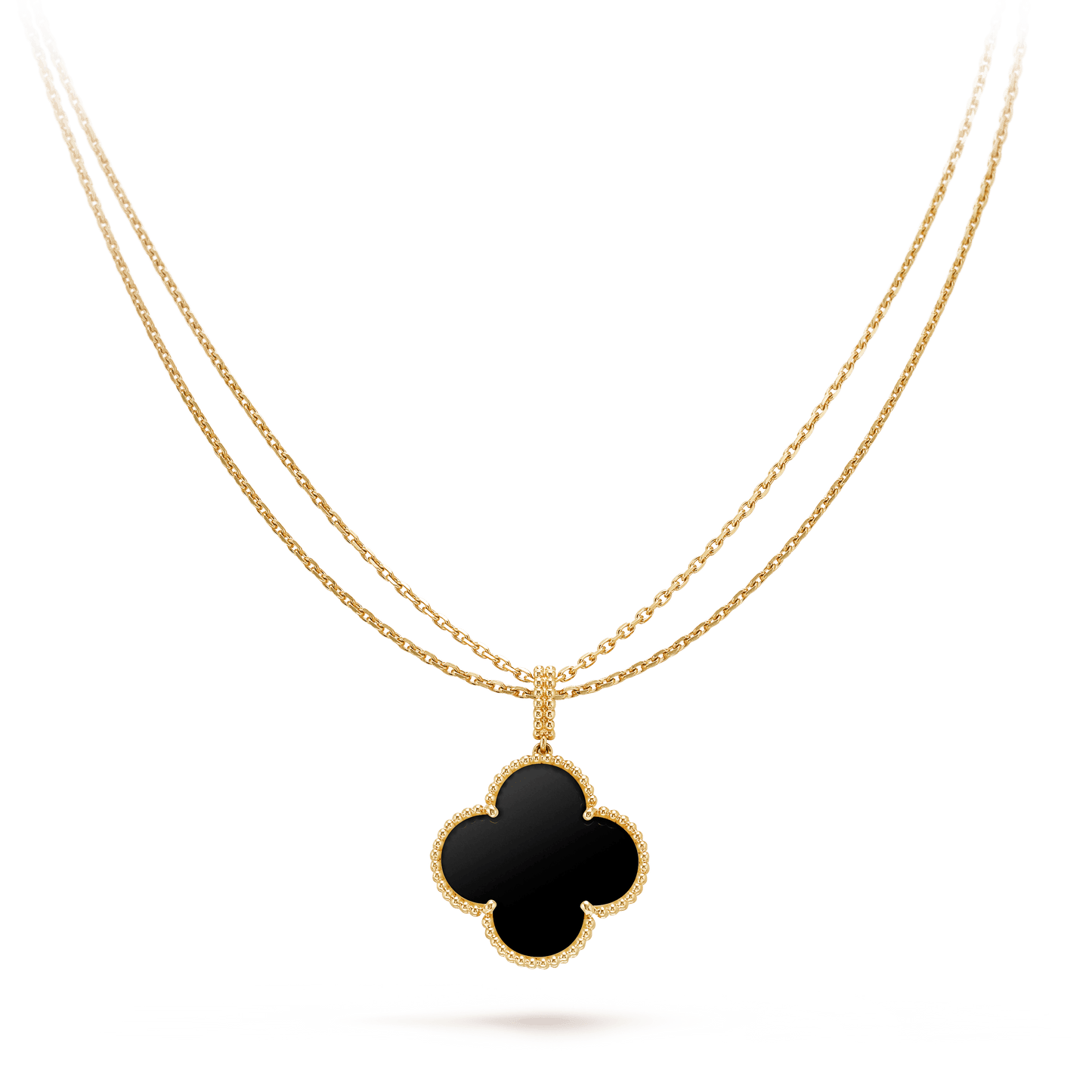 [Bijoux Regalia] COLLIER TRÈFLE 25 MM OR ONYX GRAND TRÈFLE
