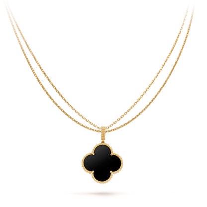 [Bijoux Regalia] COLLIER TRÈFLE 25 MM OR ONYX GRAND TRÈFLE