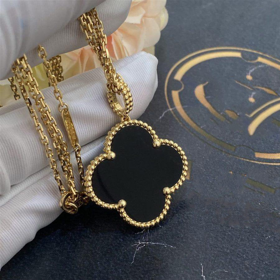 [Bijoux Regalia] COLLIER TRÈFLE 25 MM OR ONYX GRAND TRÈFLE