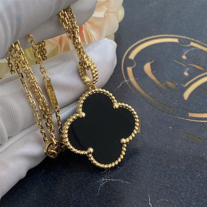 [Bijoux Regalia] COLLIER TRÈFLE 25 MM OR ONYX GRAND TRÈFLE