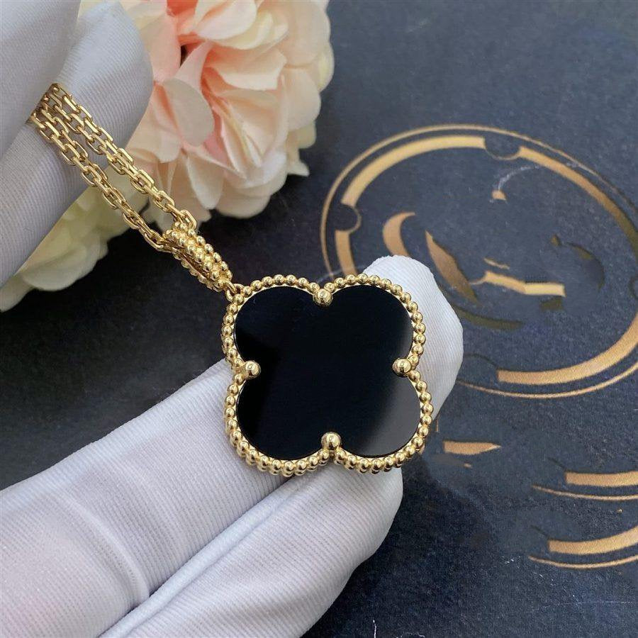 [Bijoux Regalia] COLLIER TRÈFLE 25 MM OR ONYX GRAND TRÈFLE