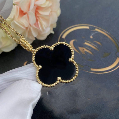 [Bijoux Regalia] COLLIER TRÈFLE 25 MM OR ONYX GRAND TRÈFLE