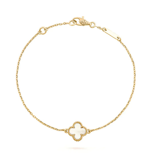 [Joyas Regalia]Pulsera de una sola flor con trébol blanco