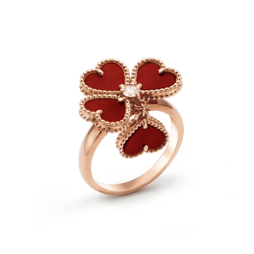 [Joyas Regalia]Anillo de cornalina y trébol de olor