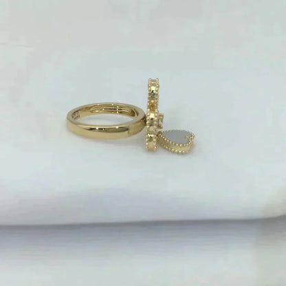 [Joyas Regalia] ANILLO DE TRÉBOL DE MOLINO CON TRAPEADOR BLANCO