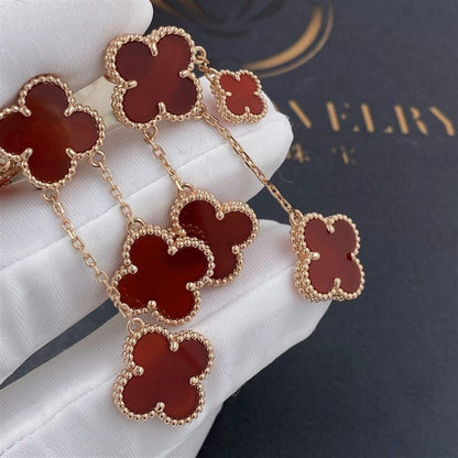 [Joyas Regalia]PENDIENTES TRÉBOL CORNALINA 4 MOTIVOS ORO ROSA