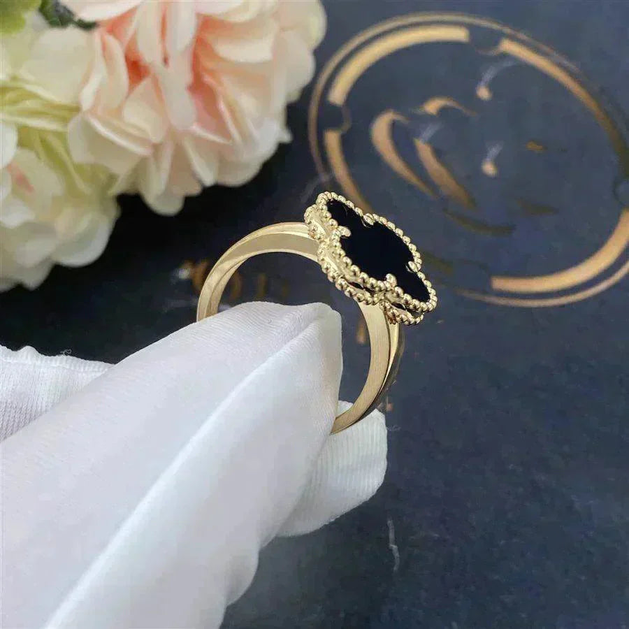 [Bijoux Regalia] BAGUE TRÈFLE ONYX