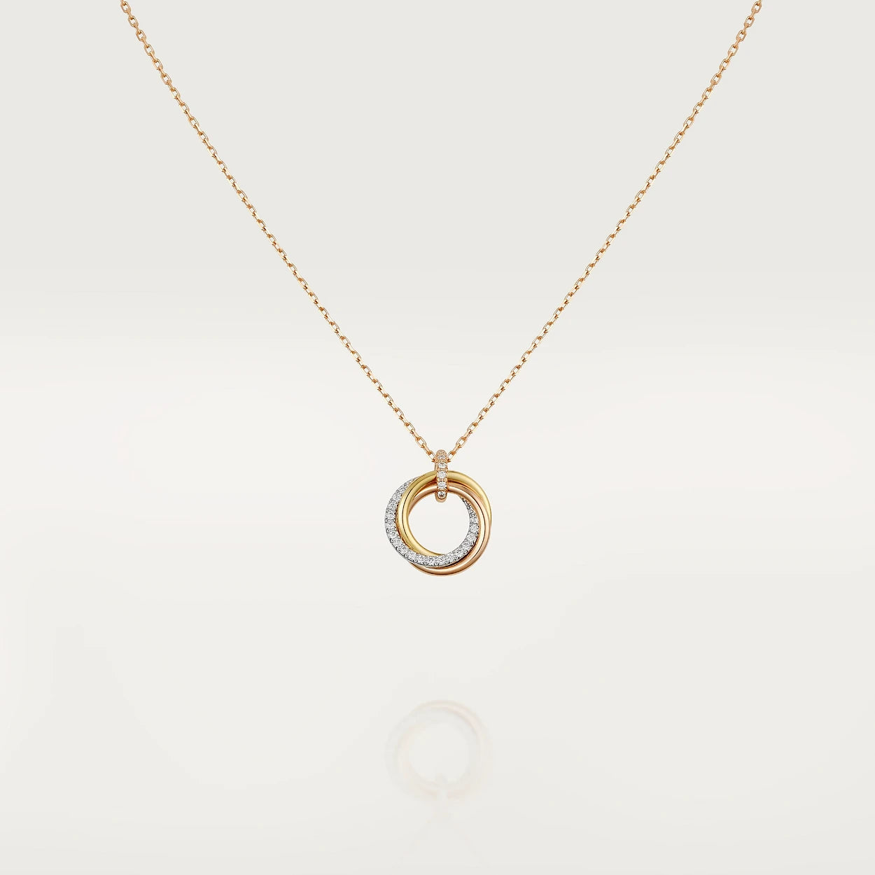 [Joyas Regalia] COLLAR TRINITY PLATA ORO ORO ROSA DIAMANTES 