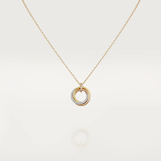 [Joyas Regalia] COLLAR TRINITY PLATA ORO ORO ROSA DIAMANTES 
