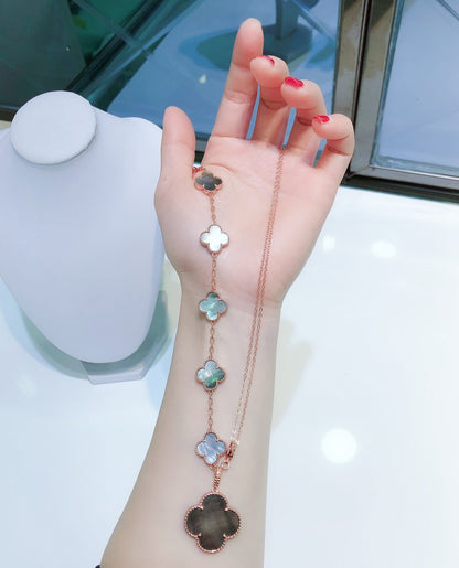 [Joyas Regalia]PULSERA COMBINADA 5 MOTIVOS Y COLLAR DARK MOP ORO ROSA