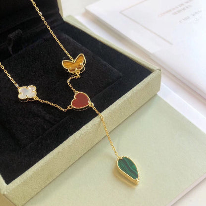 [Joyas Regalia] COLLAR DE ORO ROSA CON 4 MOTIVOS LUCKY SPRING
