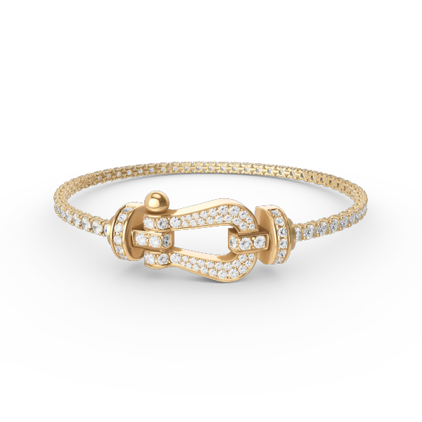[Joyas Regalia]Pulsera de tenis Force con herradura grande y diamantes. 