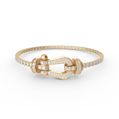 [Joyas Regalia]Pulsera de tenis Force con herradura grande y diamantes. 